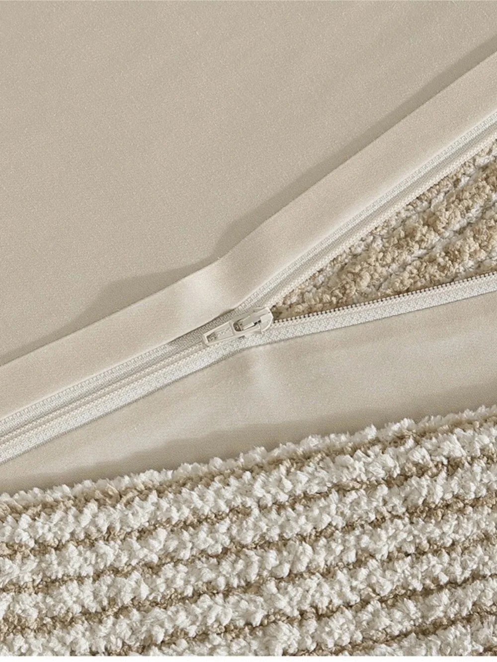 Sunday Citizen Snug Ribbed Duvet Cover, King Size, Biscotti & Sahara Tan